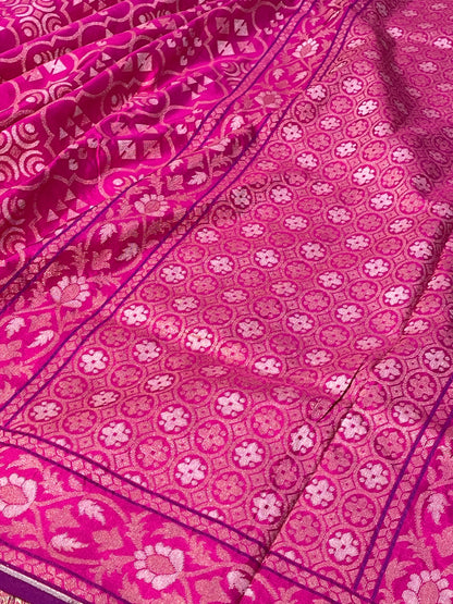 Pink Ektara Silk Jamdani Saree with Zari Weaves