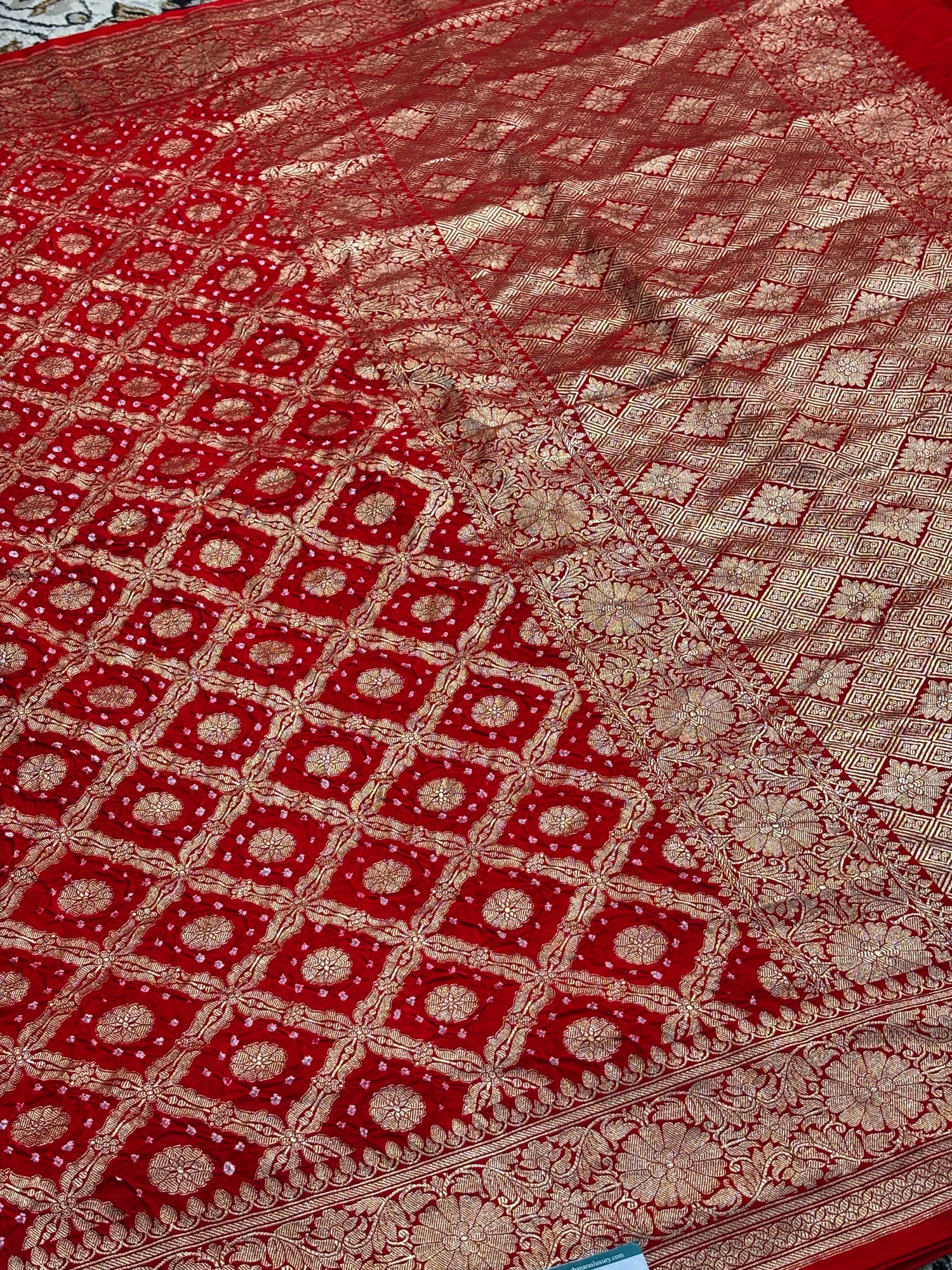 Red Banarasi Mashru Bandhan Silk Saree