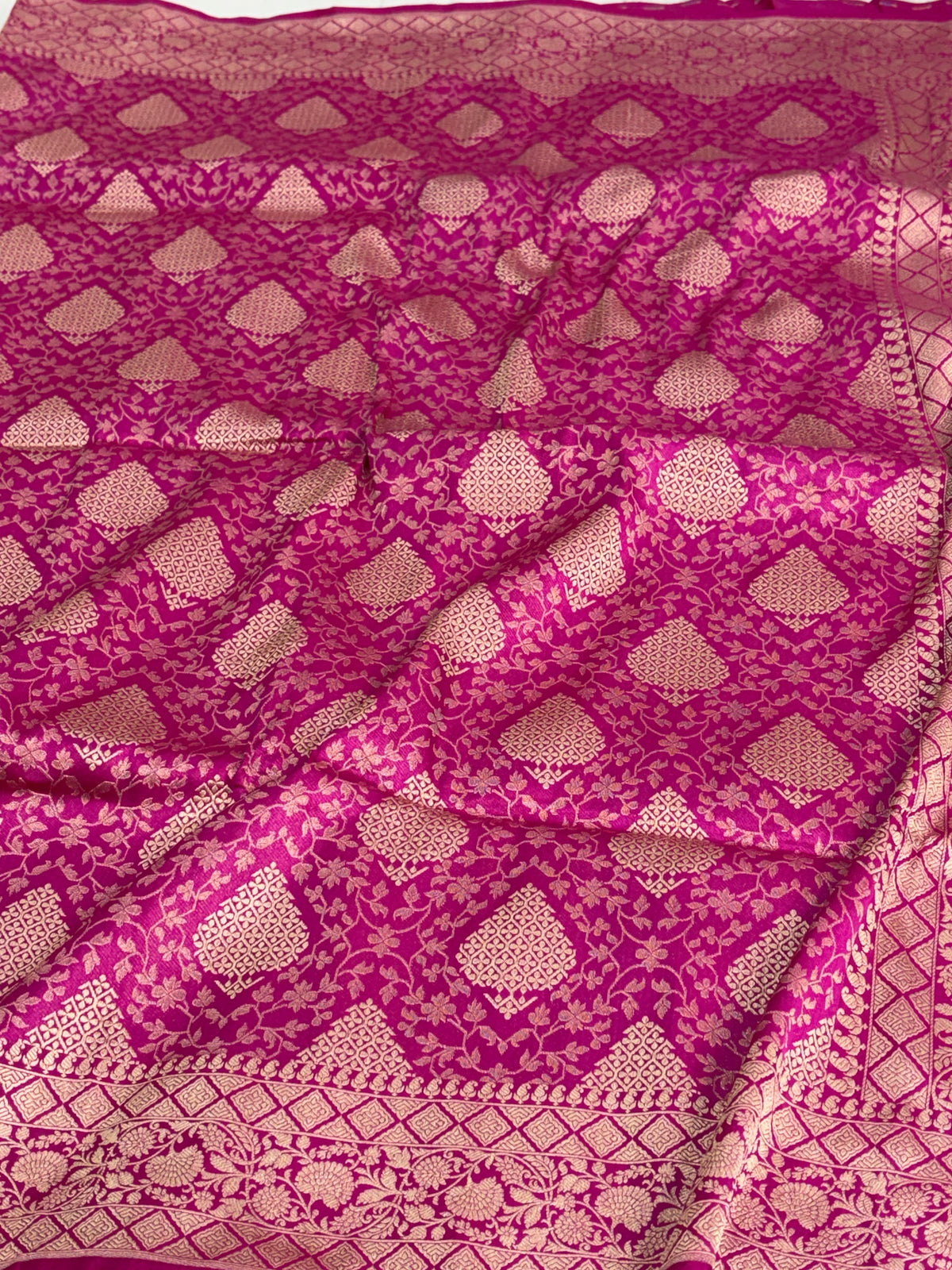 Rani Pink Pure Banarasi Katan Silk Saree