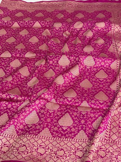 Rani Pink Pure Banarasi Katan Silk Saree