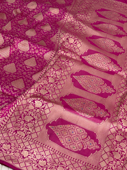 Rani Pink Pure Banarasi Katan Silk Saree