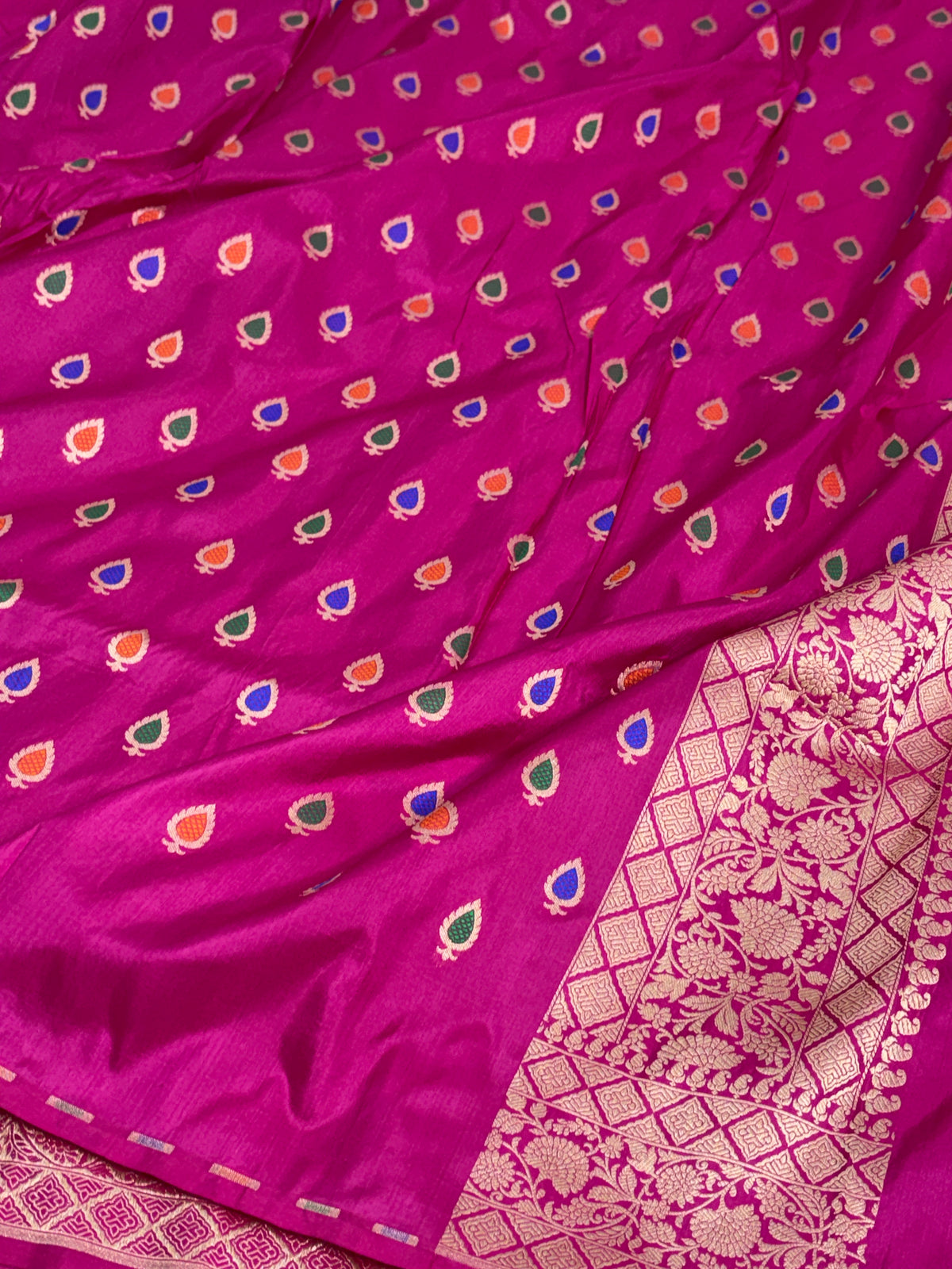 Rani Pink Pure Banarasi Katan Silk Saree