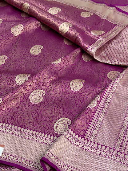 Rani Pink Handwoven Pure Banarasi Katan Brocade Saree