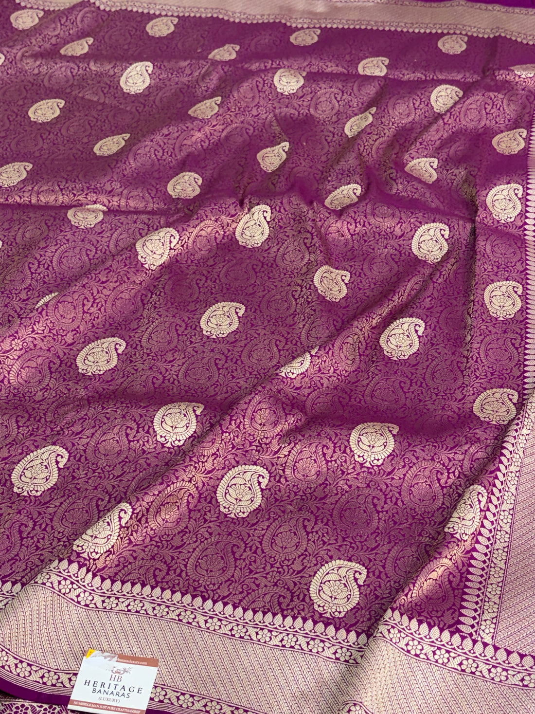Rani Pink Handwoven Pure Banarasi Katan Brocade Saree