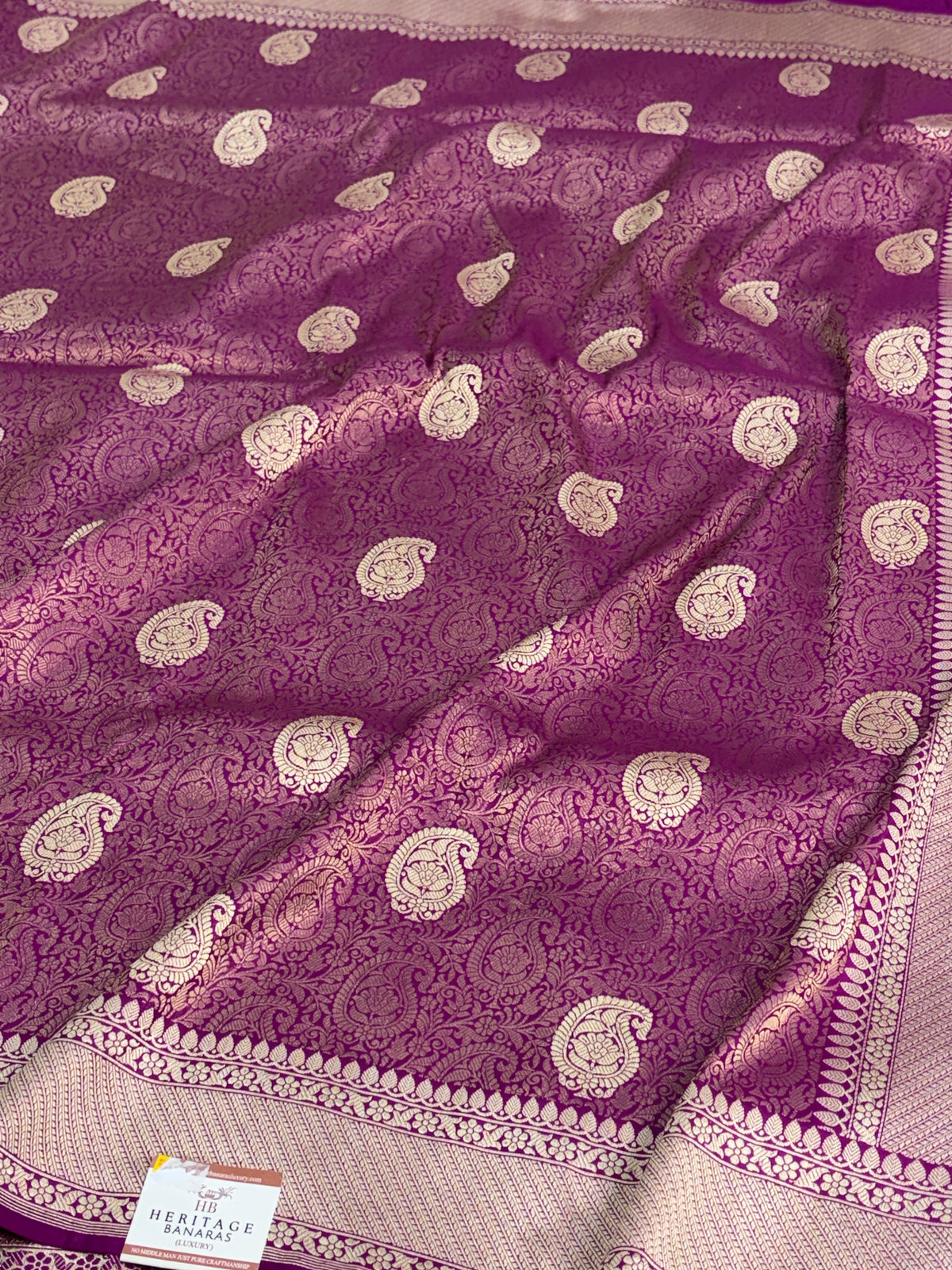 Rani Pink Handwoven Pure Banarasi Katan Brocade Saree