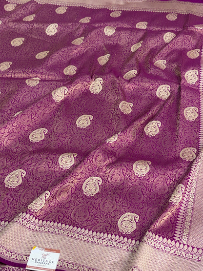 Rani Pink Handwoven Pure Banarasi Katan Brocade Saree