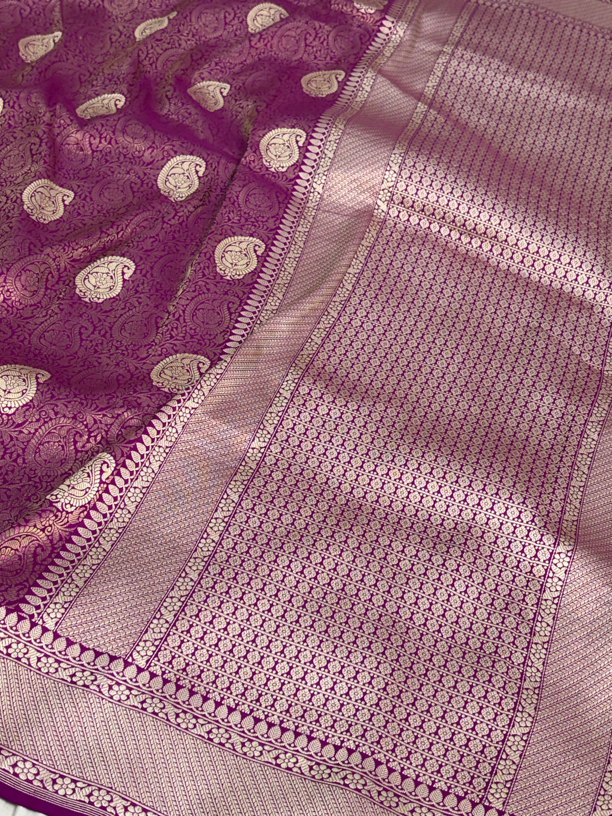 Rani Pink Handwoven Pure Banarasi Katan Brocade Saree