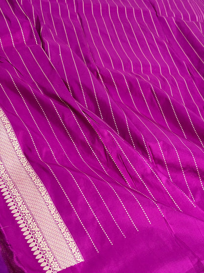 Rani Pink Handwoven Pure Banarasi Katan Brocade Saree