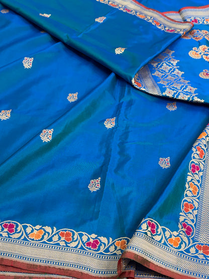 Royal Blue Handwoven Pure Banarasi Katan Silk Saree