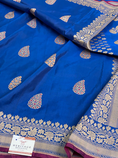 Royal Blue Handwoven Pure Banarasi Katan Silk Saree