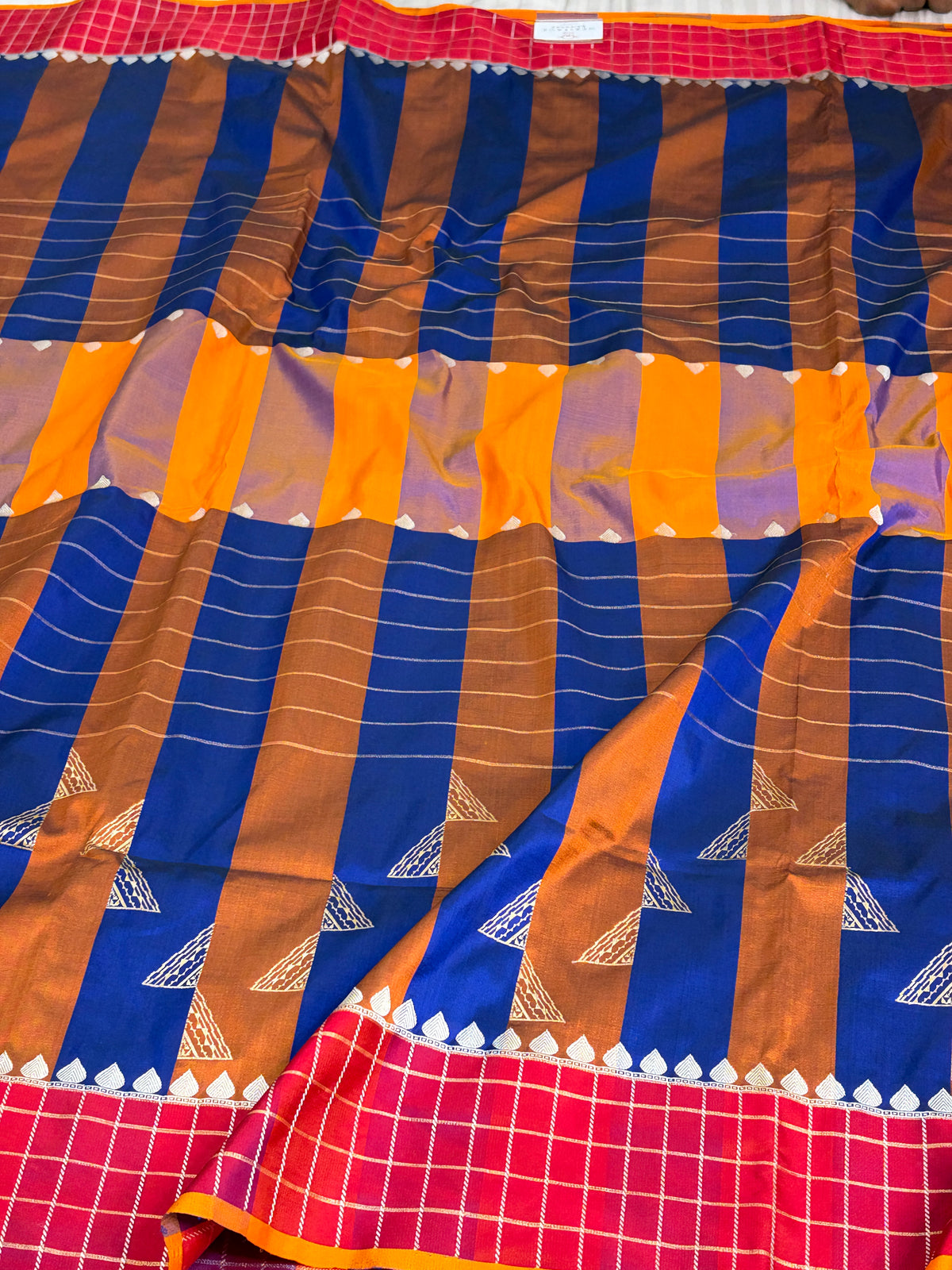 Mustard Blue Handwoven Pure Banarasi Katan Silk Saree
