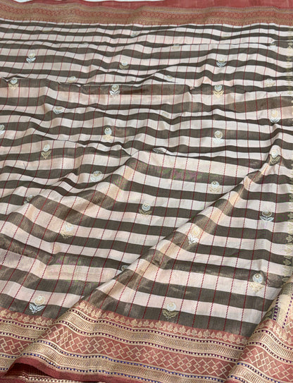 Pink Handwoven Pure Banarasi Tissue Silk Saree
