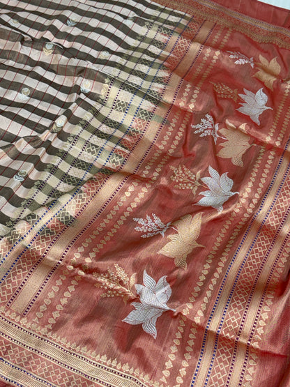 Pink Handwoven Pure Banarasi Tissue Silk Saree