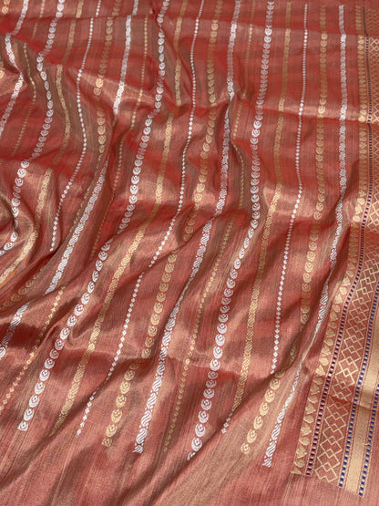 Pink Handwoven Pure Banarasi Tissue Silk Saree