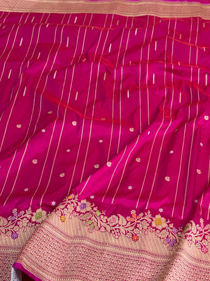 Rani Pink Handwoven Pure Banarasi Katan Silk Saree