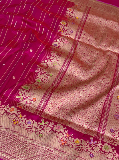 Rani Pink Handwoven Pure Banarasi Katan Silk Saree