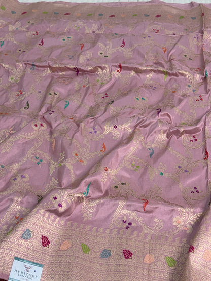 Light Lavender Handwoven Pure Banarasi Katan Silk Saree