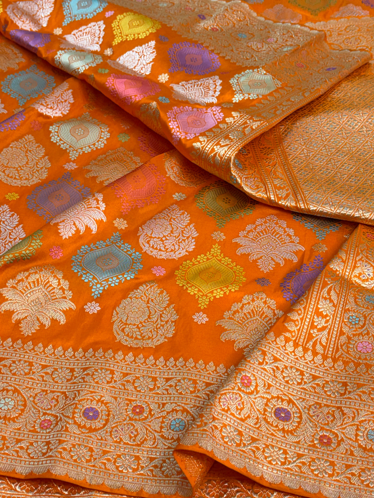 Orange Handwoven Pure Banarasi Katan Silk Saree