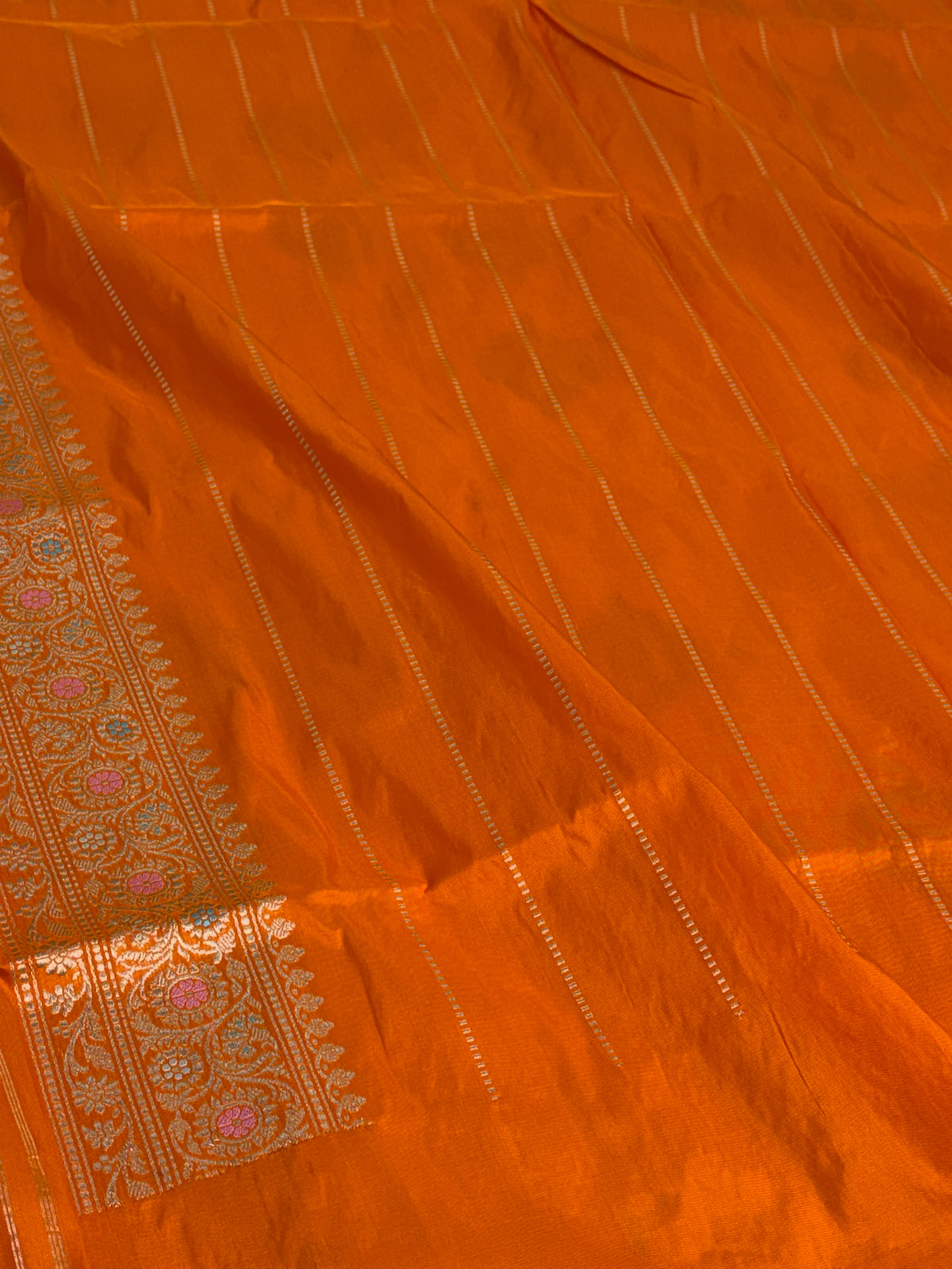 Orange Handwoven Pure Banarasi Katan Silk Saree