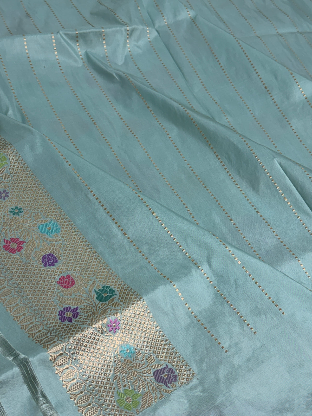 Sky Blue Handwoven Pure Banarasi Katan Silk Saree