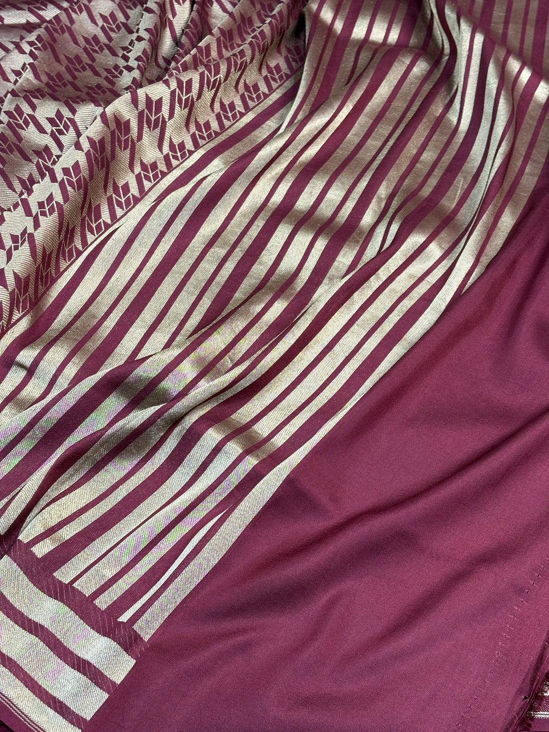 Golden Wine Banarasi Katan Brocade Silk Saree