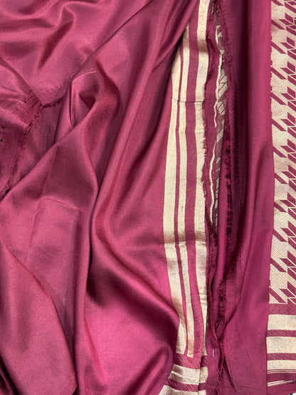 Golden Wine Banarasi Katan Brocade Silk Saree