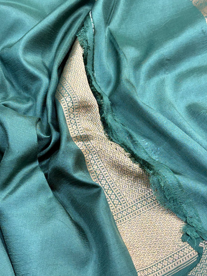 Bottle Green Banarasi Katan Brocade Silk Saree