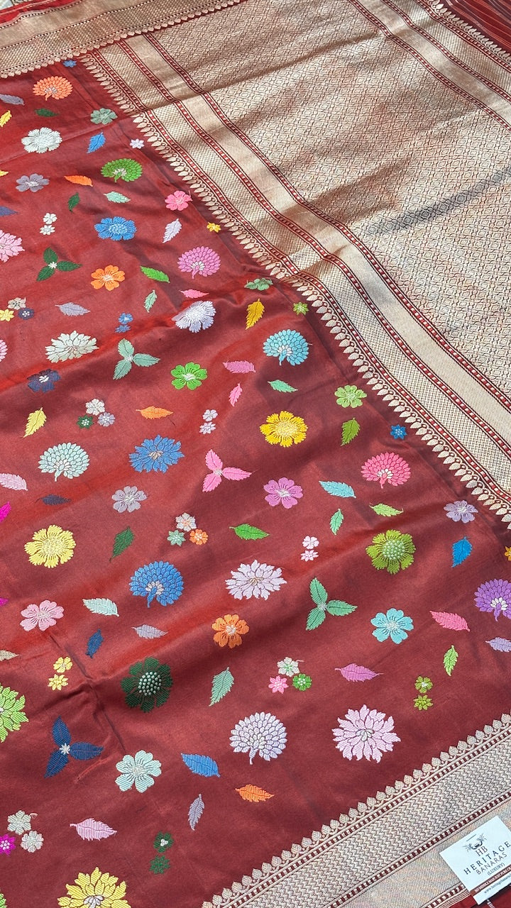 Maroon Banarasi Katan Silk Handwoven Saree