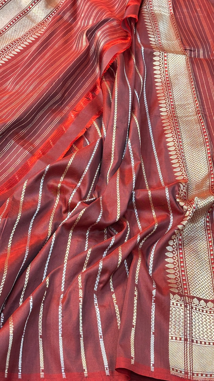 Maroon Banarasi Katan Silk Handwoven Saree