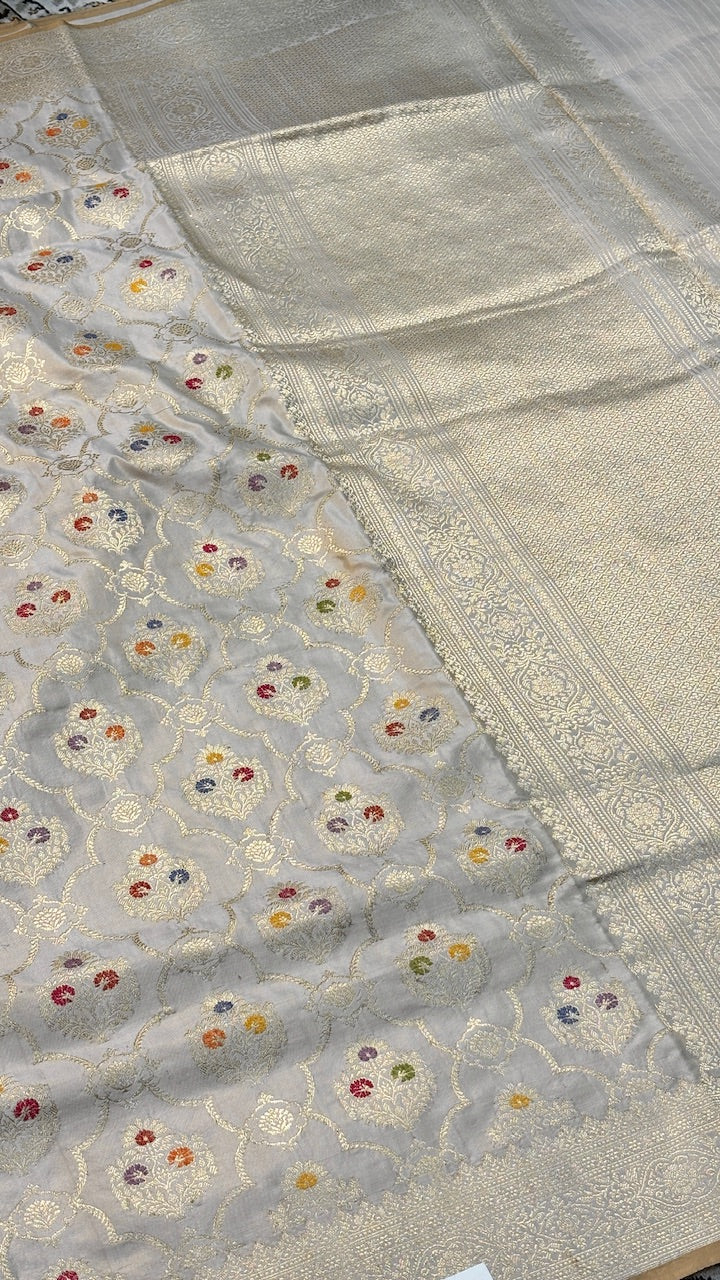 Ivory Tissue Banarasi Silk Handwoven Saree
