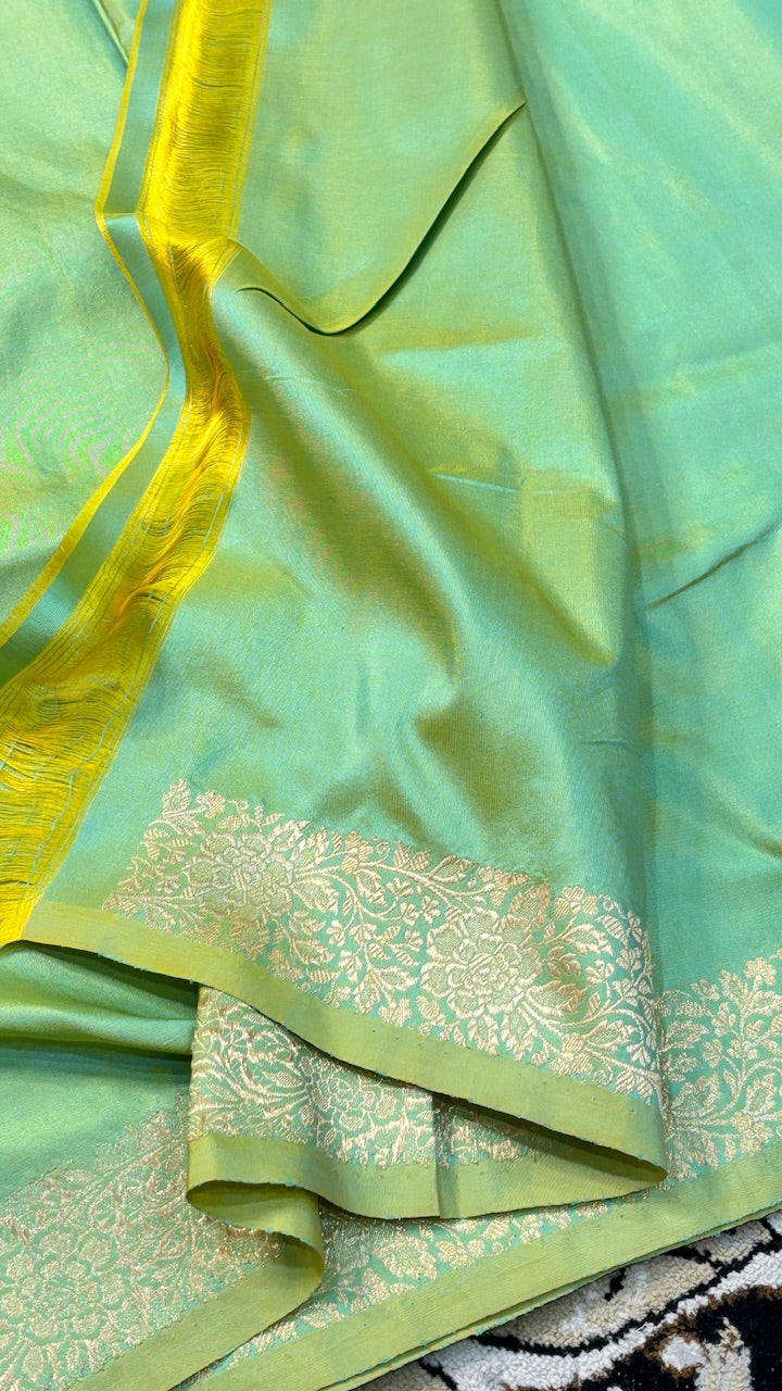 Mint Green Banarasi Katan Silk Handwoven Saree