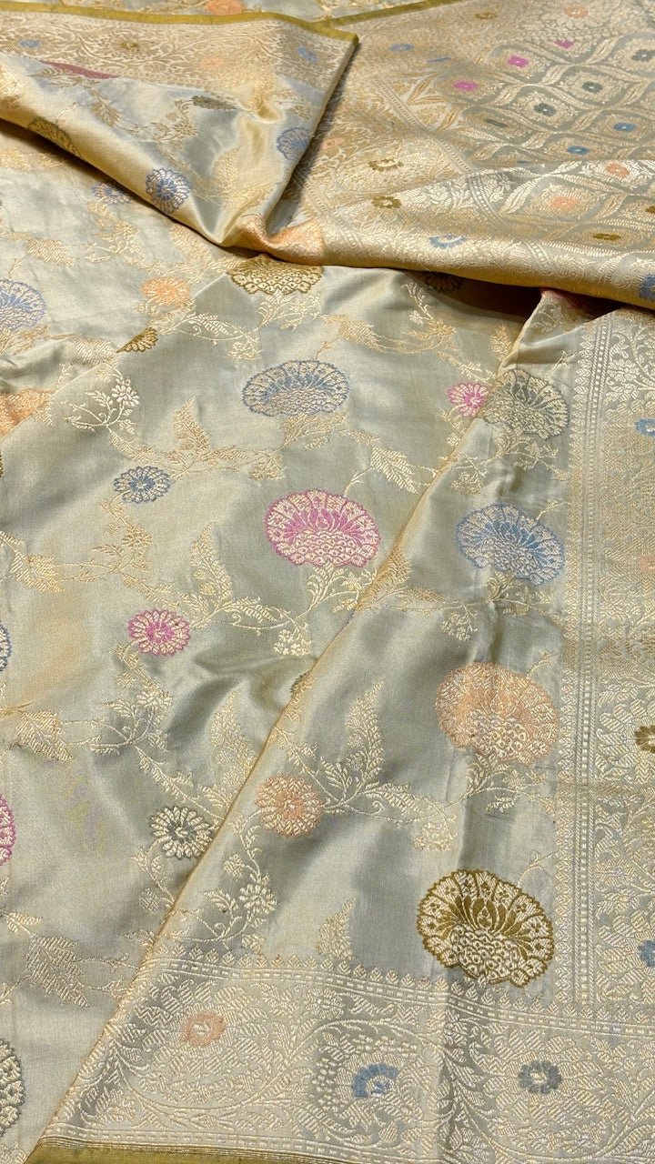 Butter Yellow Banarasi Silk Handwoven Saree