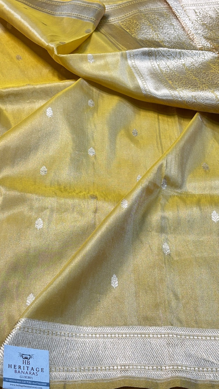 Gold Yellow Tissue Banarasi Silk Handwoven Saree