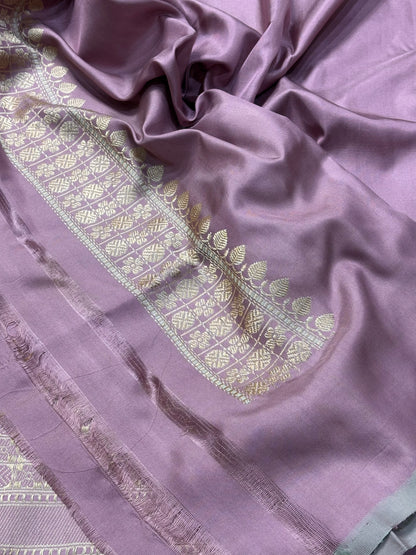 Mauve Pure Banarasi Ektara  Silk Handwoven Saree