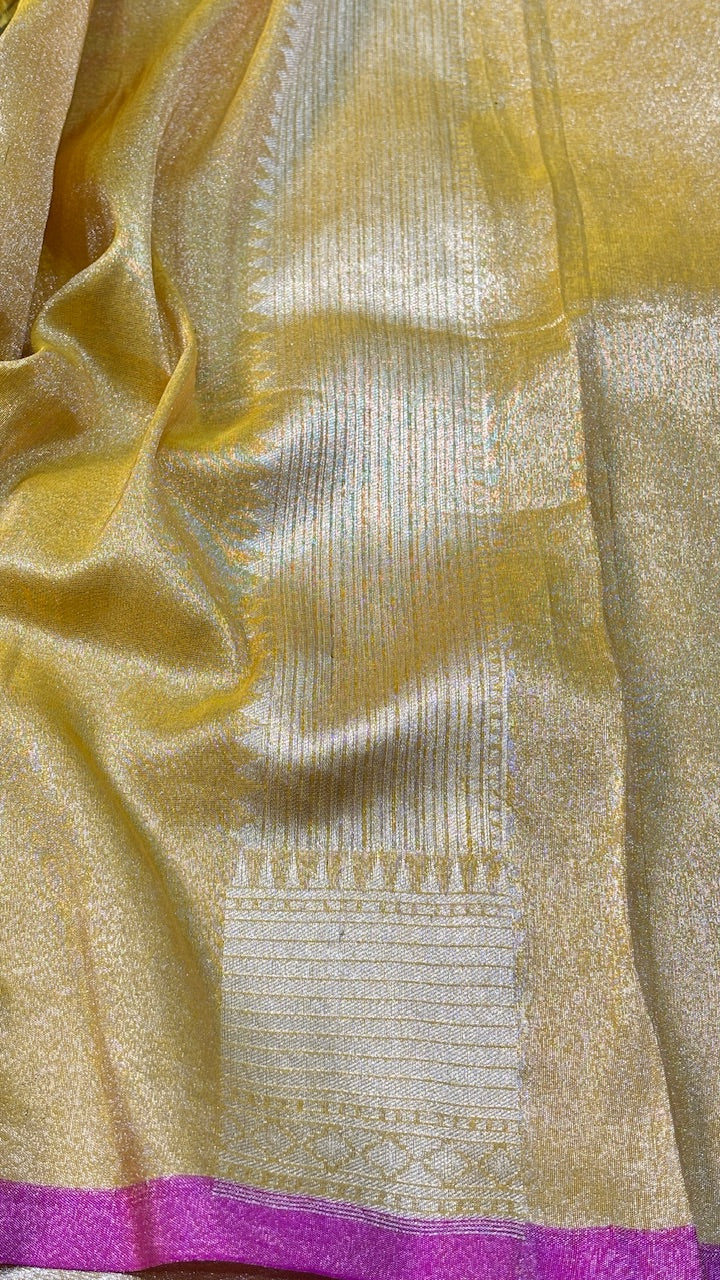 Yellow Tissue Banarasi Silk Handwoven Saree