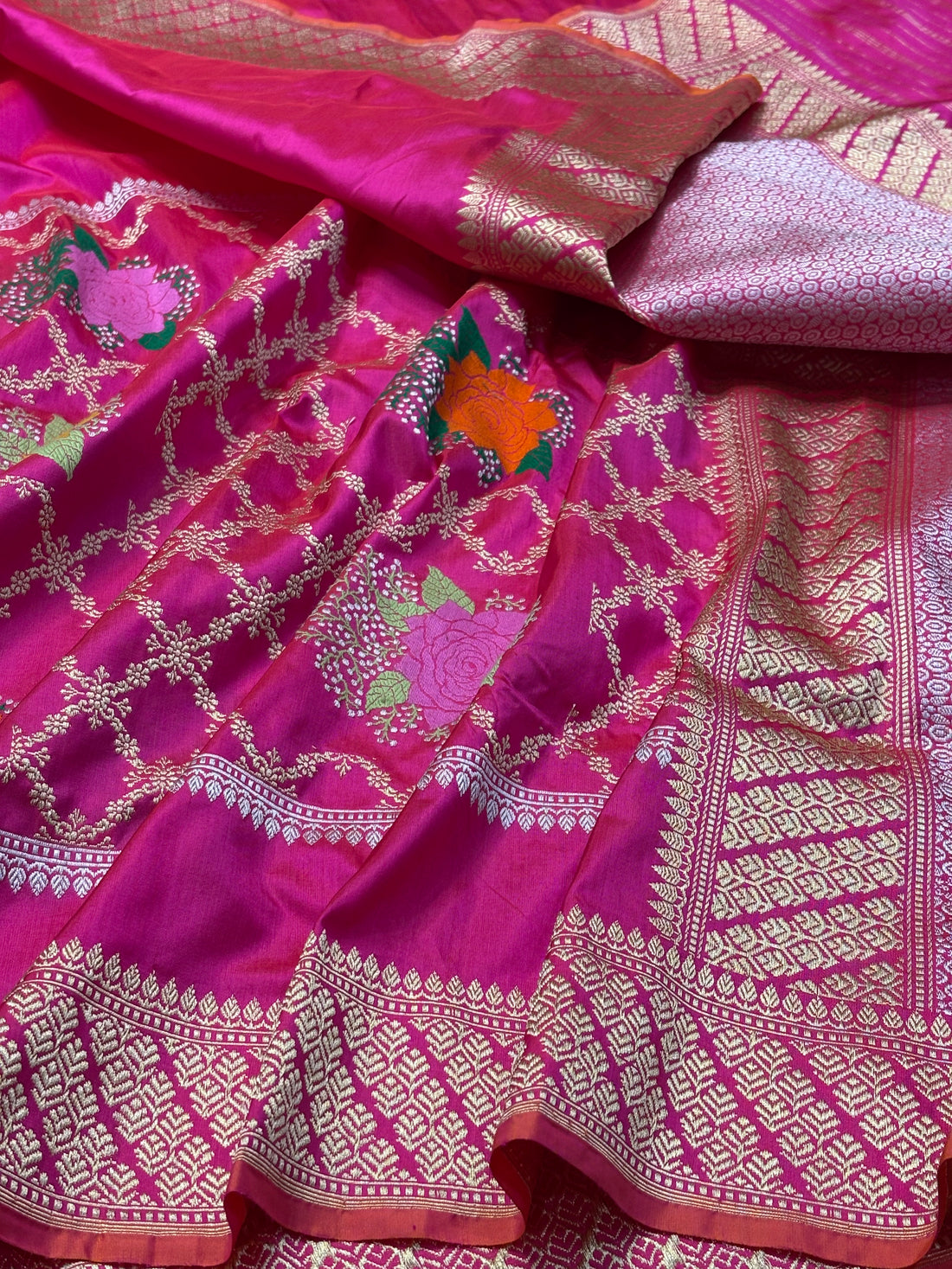 Rani Pink Pure Banarasi Katan Silk Handwoven Saree