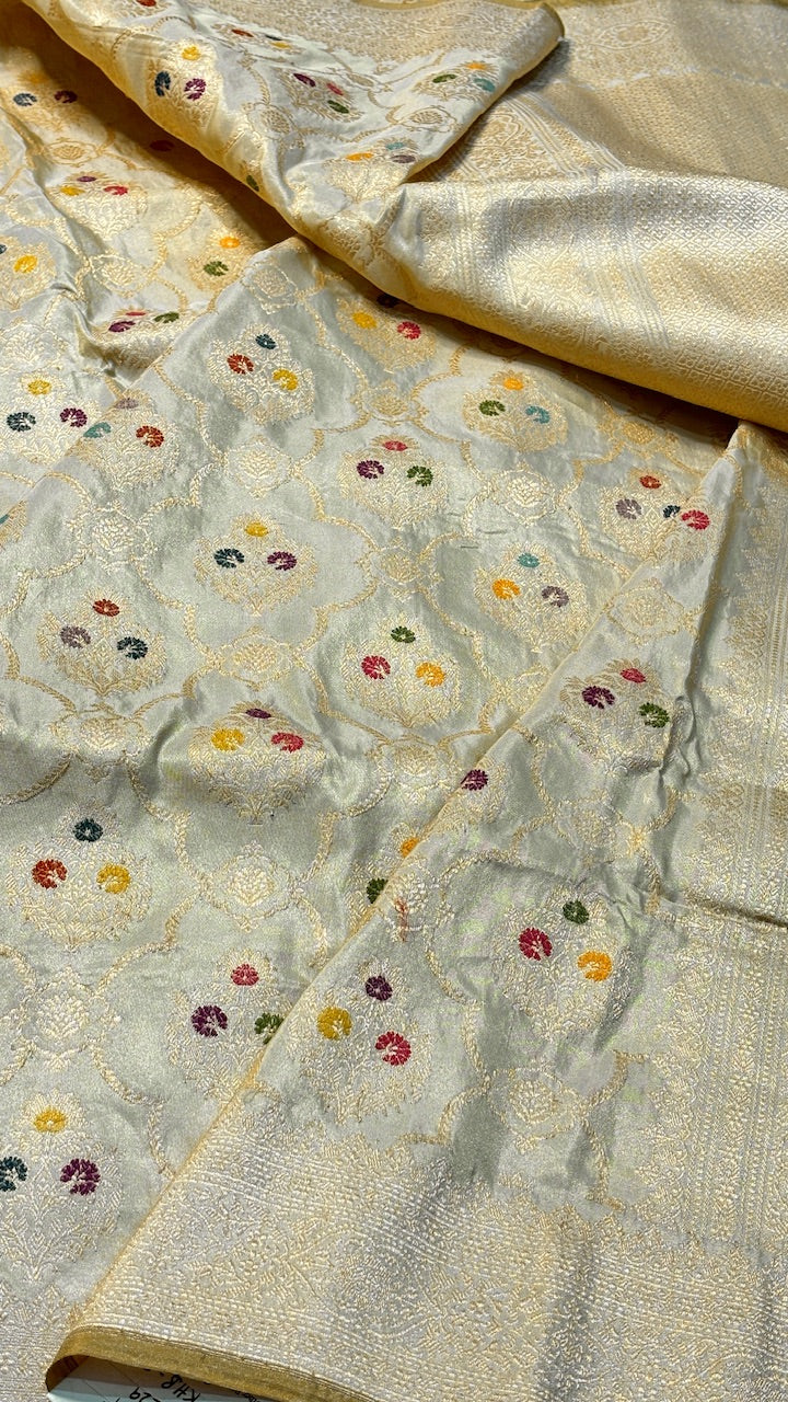 Ivory Tissue Banarasi Silk Handwoven Saree