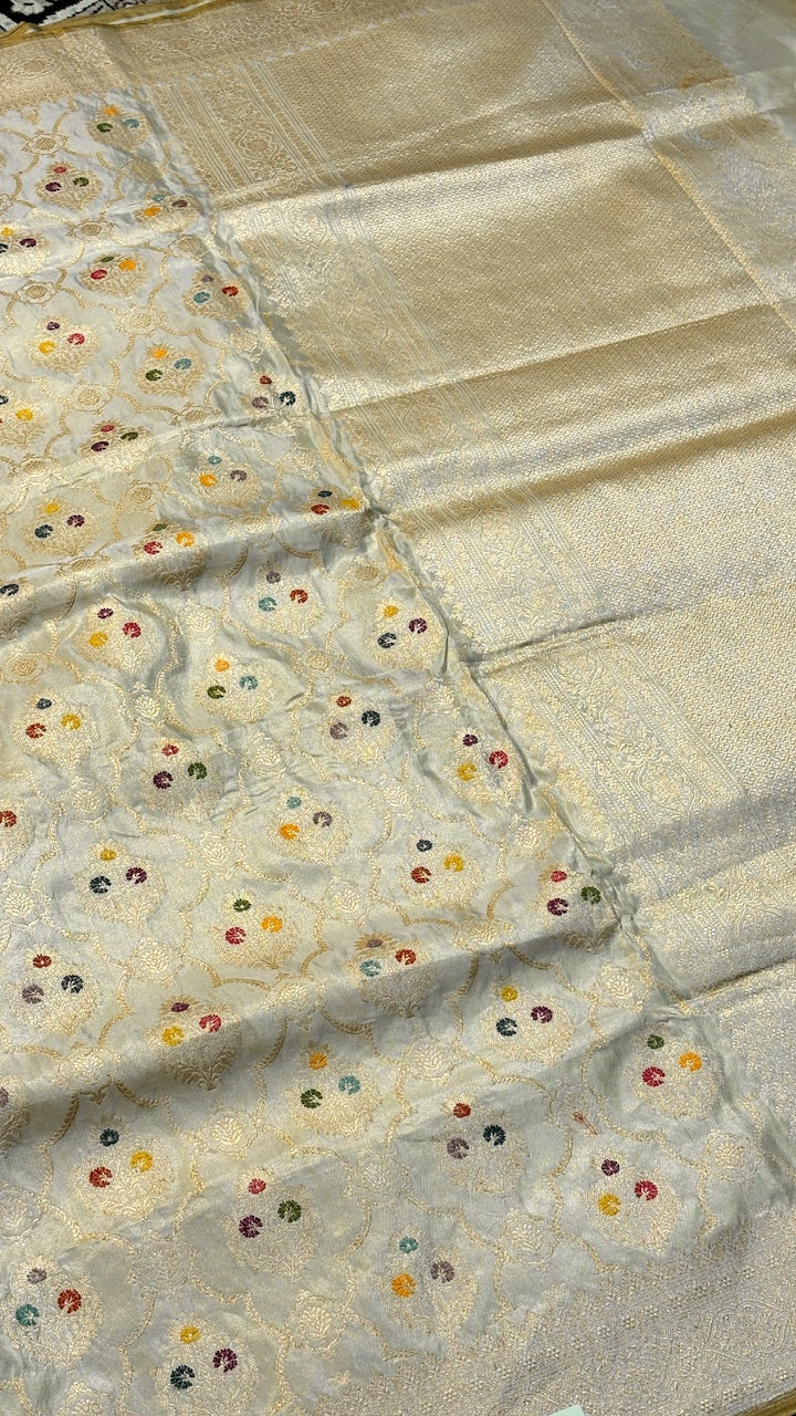 Ivory Tissue Banarasi Silk Handwoven Saree