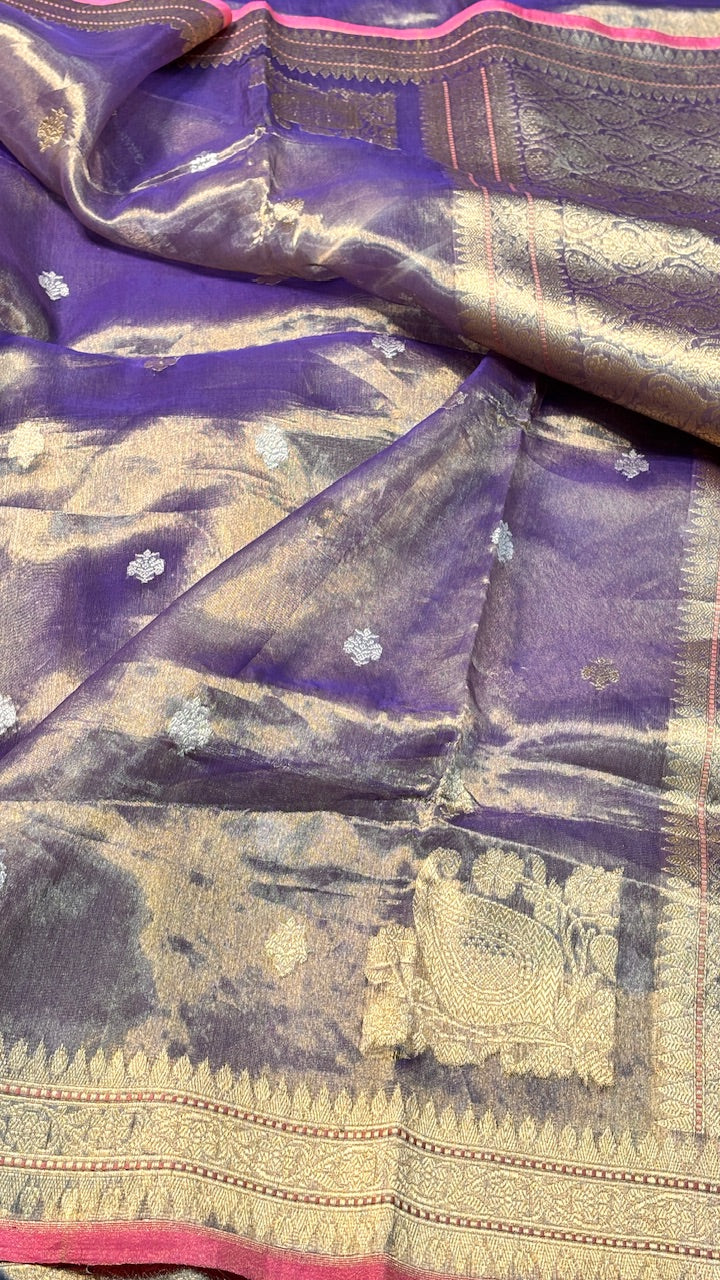 Deep Royal PurpleTissue Banarasi Silk Handwoven Saree