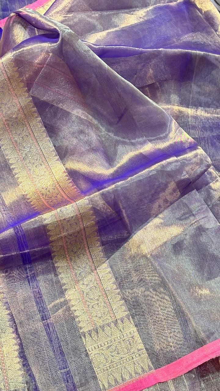 Deep Royal PurpleTissue Banarasi Silk Handwoven Saree
