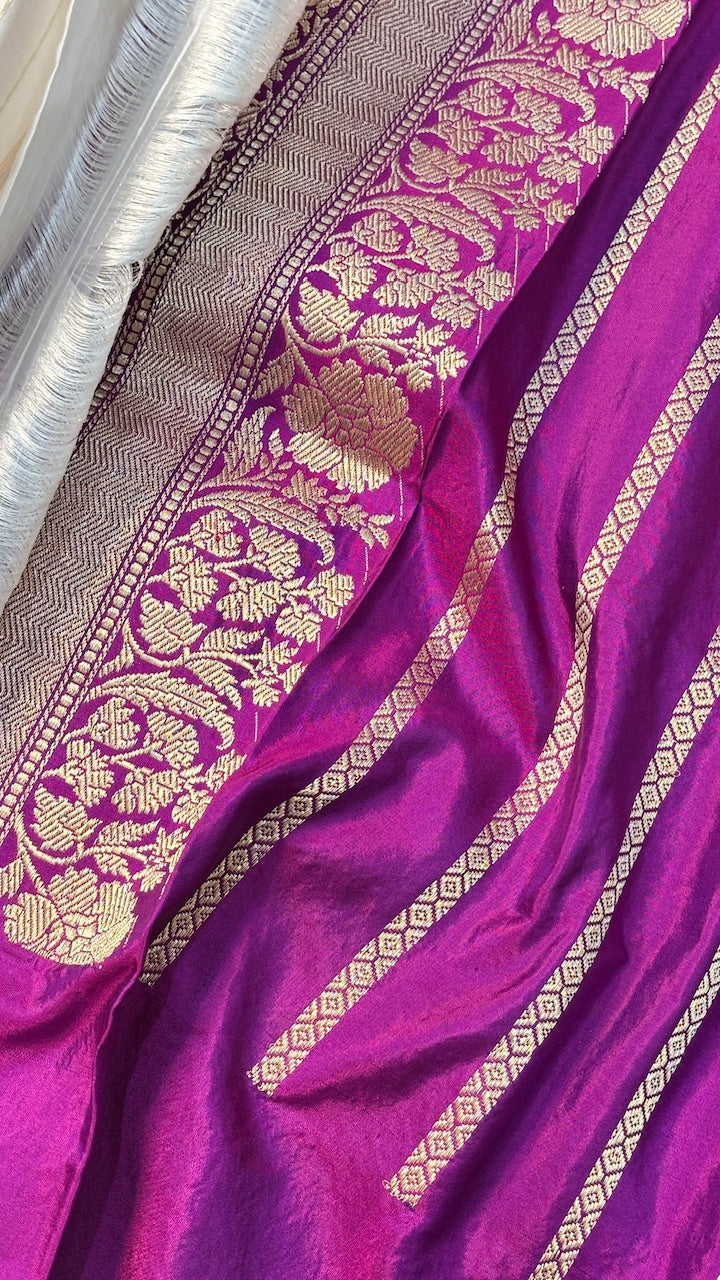 White Minakari Banarasi Katan Silk Handwoven Saree