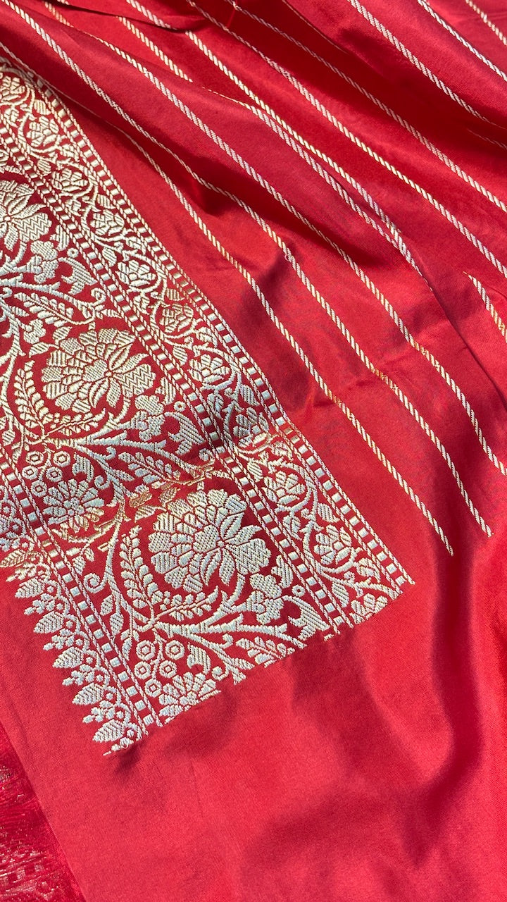 Red Minakari Banarasi Katan Silk Handwoven Saree