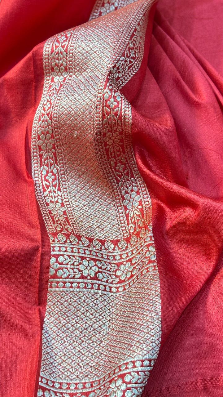 Red Banarasi Katan Silk Handwoven Saree