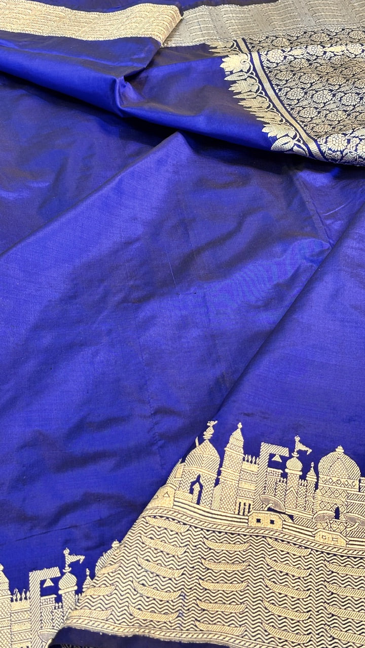 Royal Blue Banarasi Katan Silk Handwoven Saree