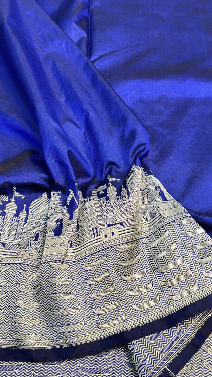 Royal Blue Banarasi Katan Silk Handwoven Saree