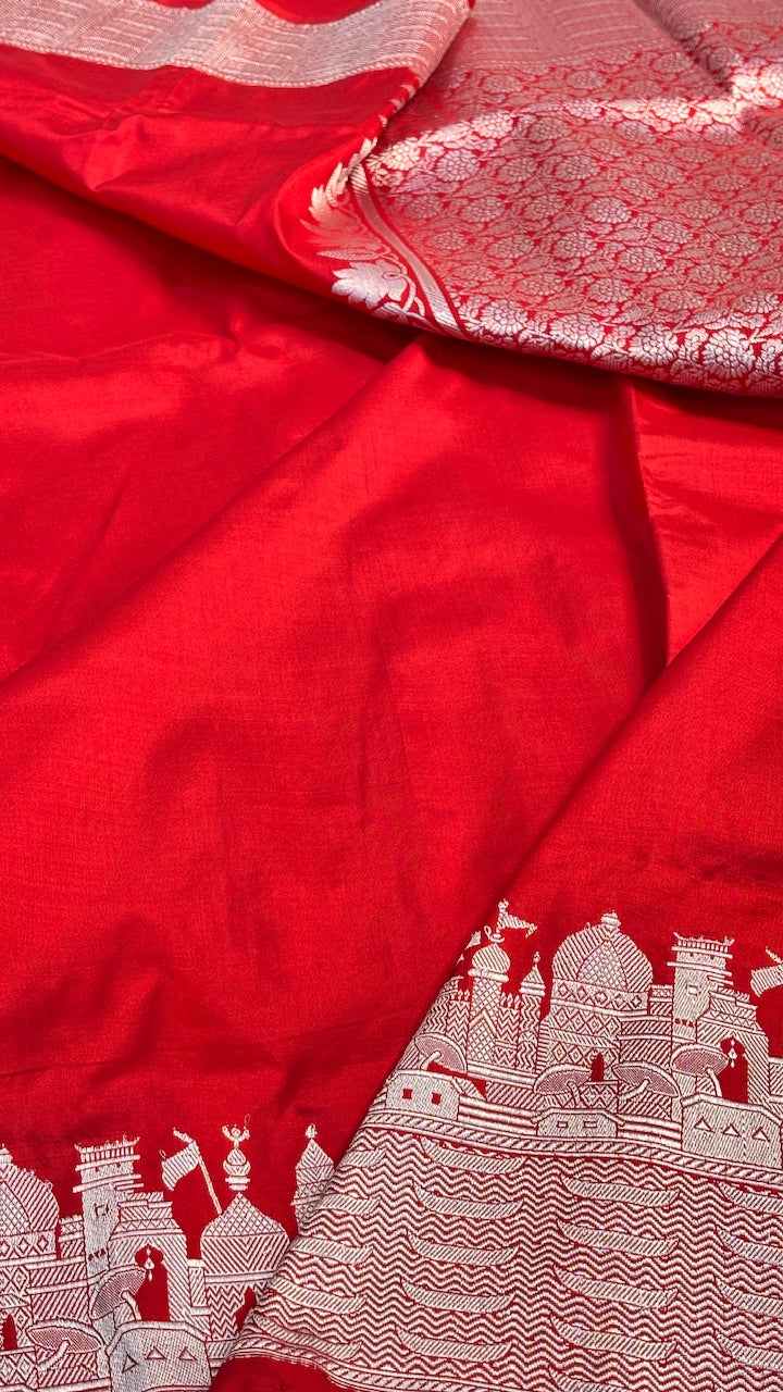 Red Banarasi Katan Silk Handwoven Saree
