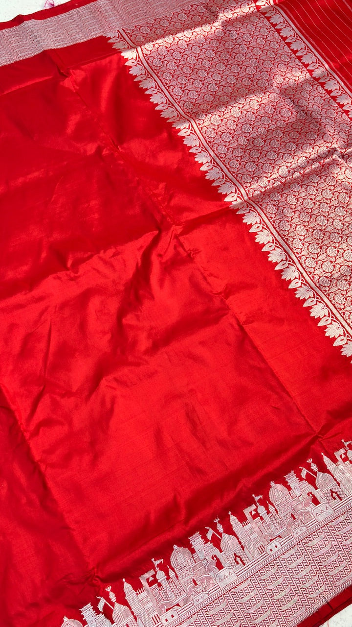 Red Banarasi Katan Silk Handwoven Saree