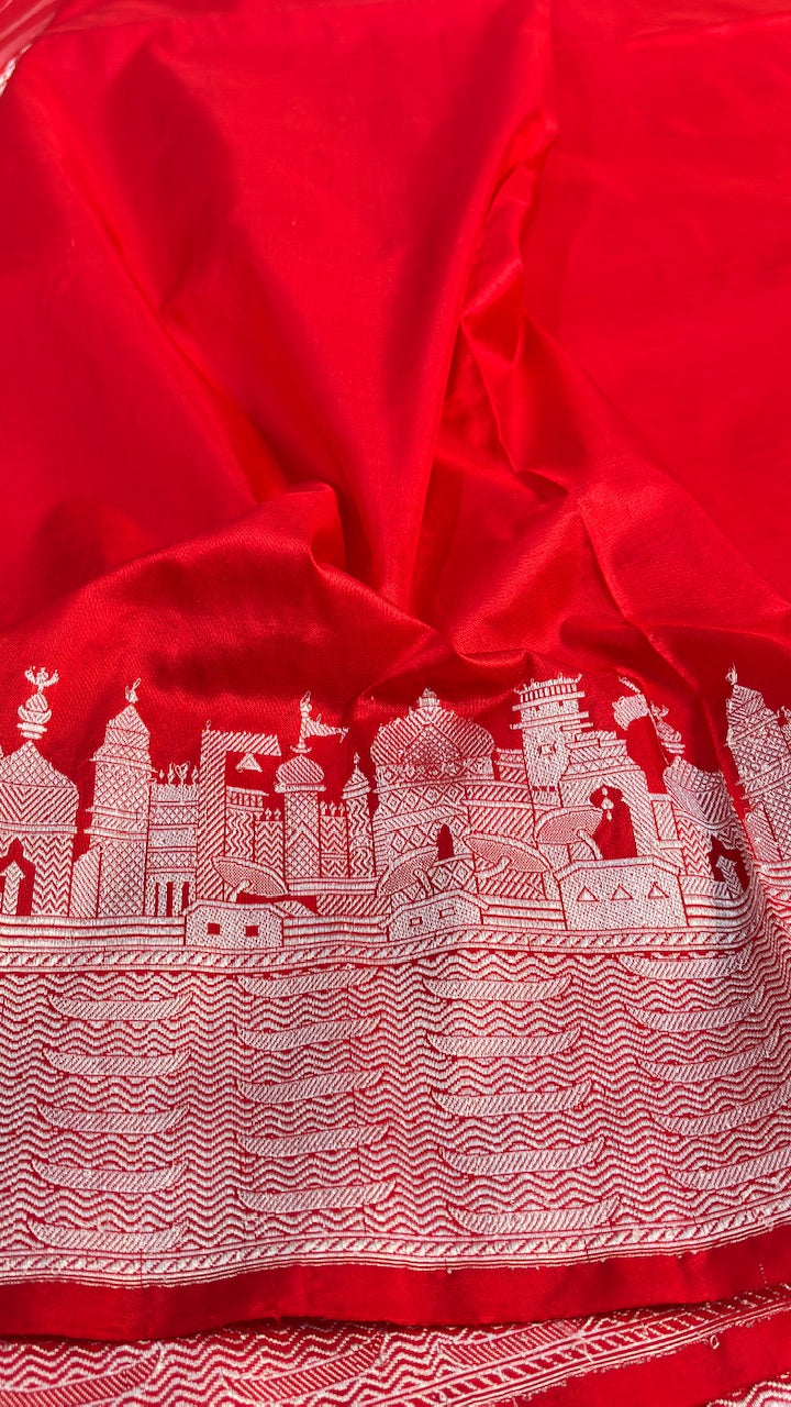 Red Banarasi Katan Silk Handwoven Saree