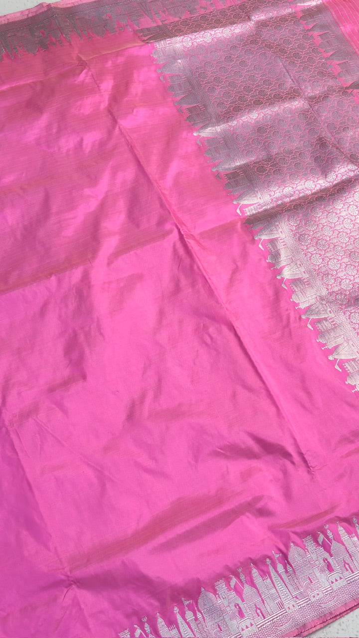 Pink Banarasi Katan Silk Handwoven Saree