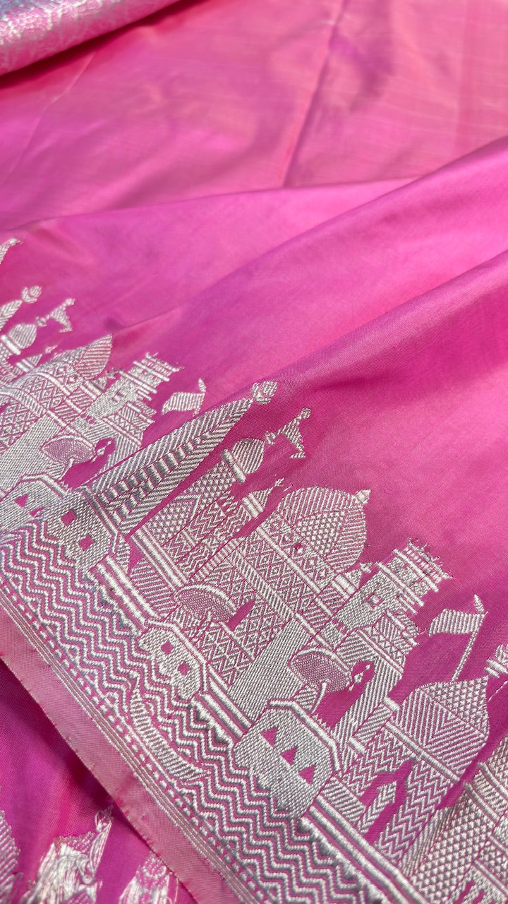 Pink Banarasi Katan Silk Handwoven Saree